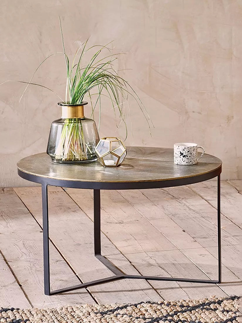 nkuku Maba coffee table antique brass, UK version