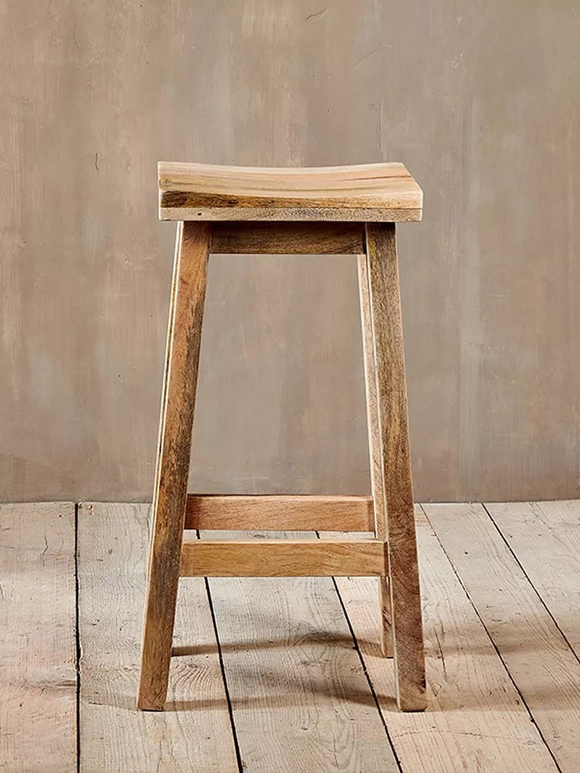 nkuku Ambi tall stool natural mango wood, imported from the UK
