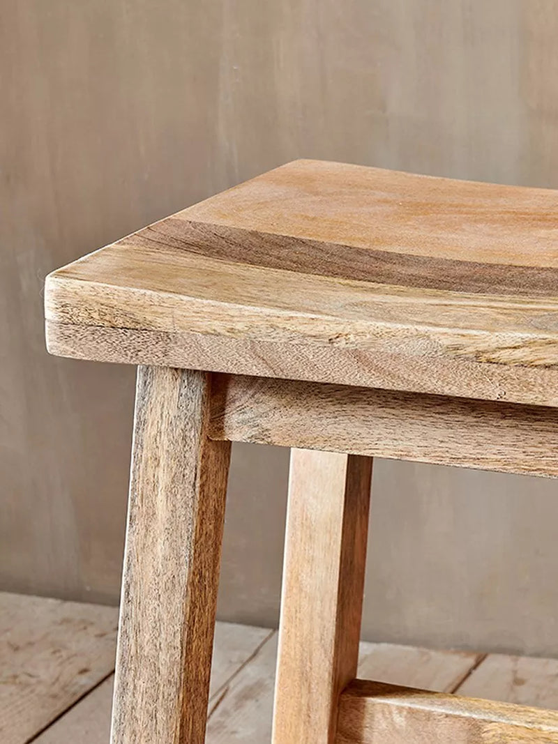 nkuku Ambi tall stool natural mango wood, imported from the UK