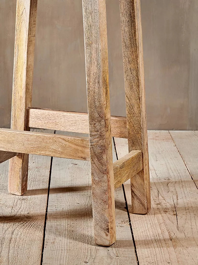 nkuku Ambi tall stool natural mango wood, imported from the UK