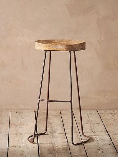 John Lewis Nkuku Loko Tall Stool Natural/Rust Mango Wood- Buy online at McGrocer