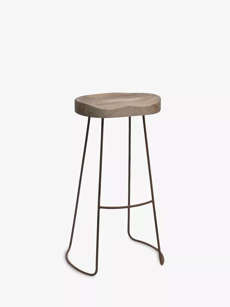 Nkuku Loko mango wood tall stool natural rust - British product