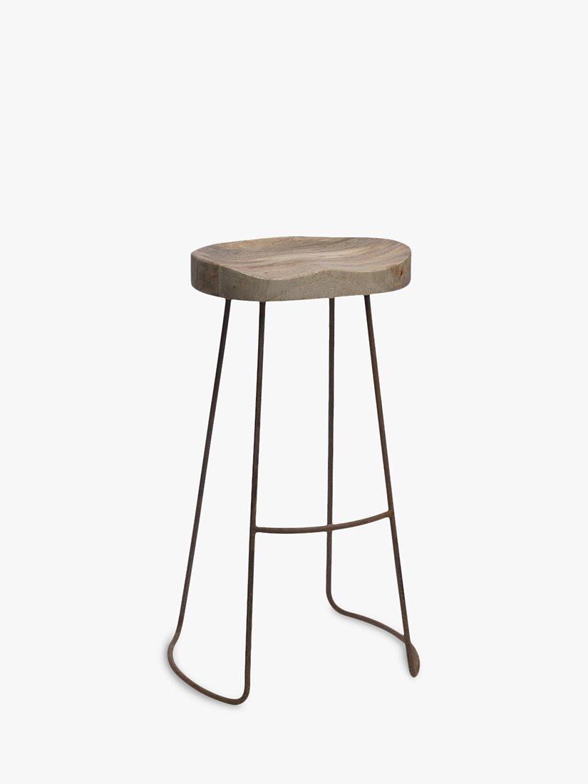 Nkuku Loko mango wood tall stool natural rust - British product