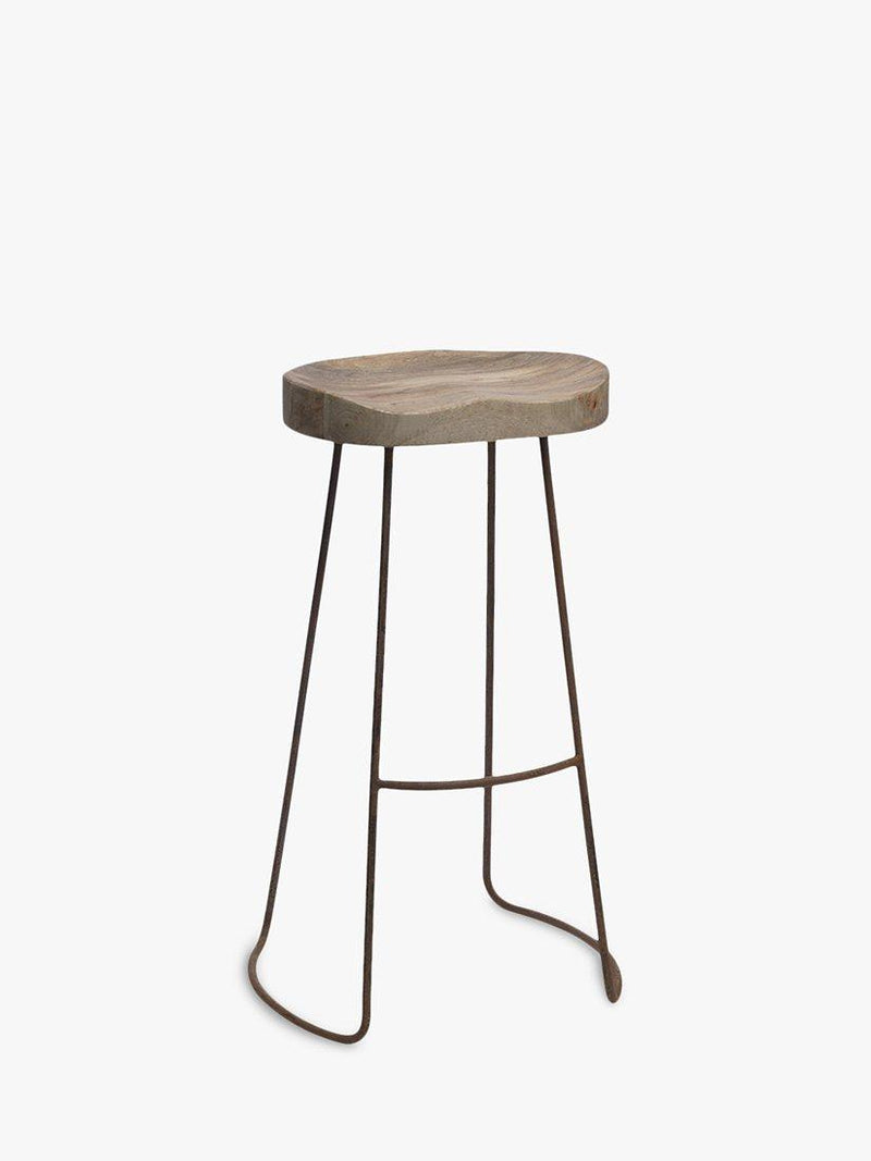 Nkuku Loko mango wood tall stool natural rust - British product