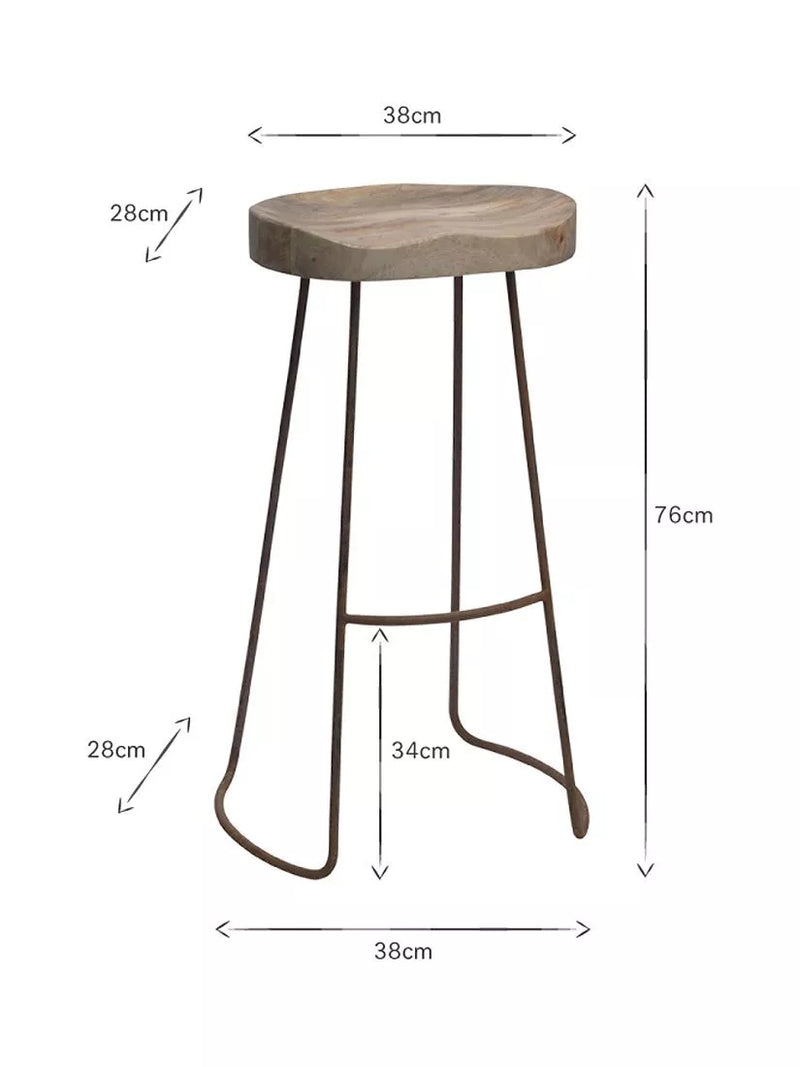 Nkuku Loko mango wood tall stool natural rust - British product