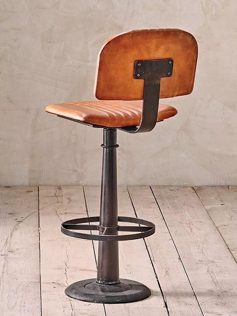 nkuku Narwana leather bar chair with aged tan finish (British brand)