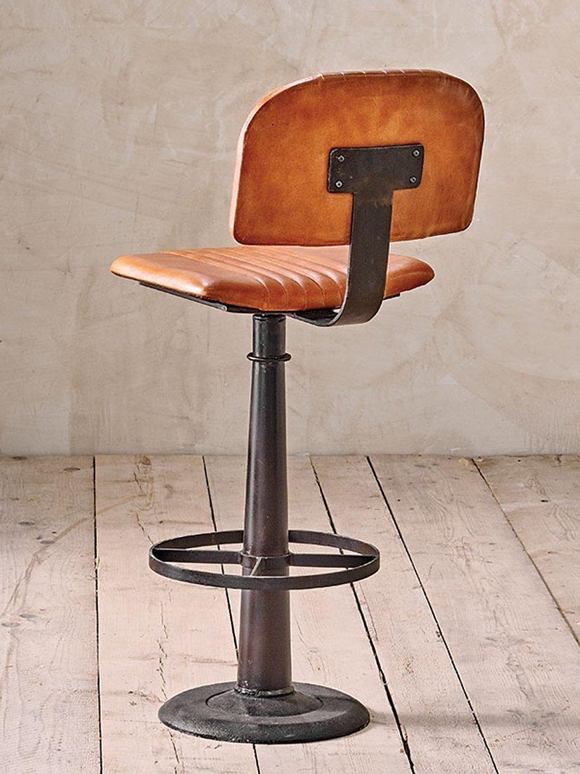 nkuku Narwana leather bar chair with aged tan finish (British brand)