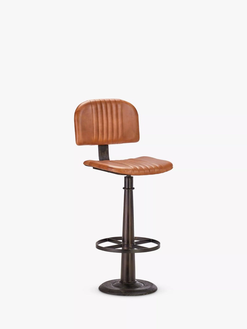 nkuku Narwana leather bar chair with aged tan finish (British brand)