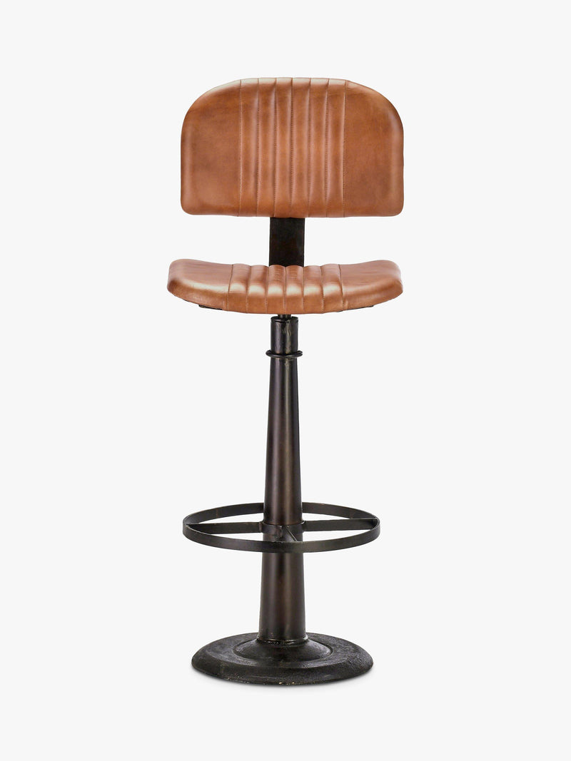 nkuku Narwana leather bar chair with aged tan finish (British brand)