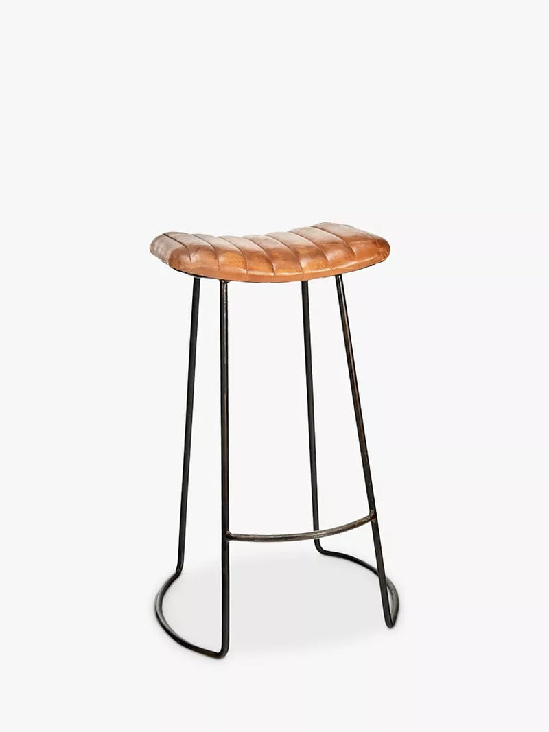 nkuku ribbed leather stool 75cm, imported from the UK