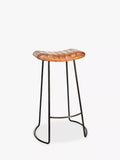 nkuku ribbed leather stool 75cm, imported from the UK
