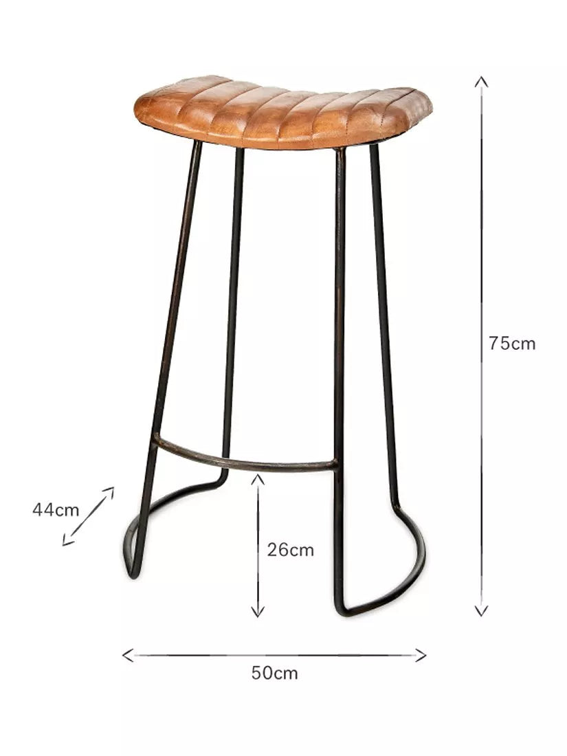 nkuku ribbed leather stool 75cm, imported from the UK