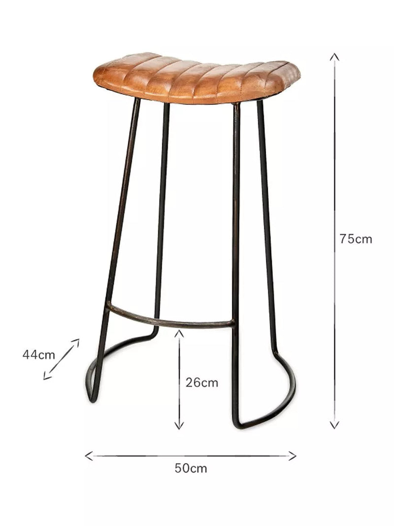 nkuku ribbed leather stool 75cm, imported from the UK