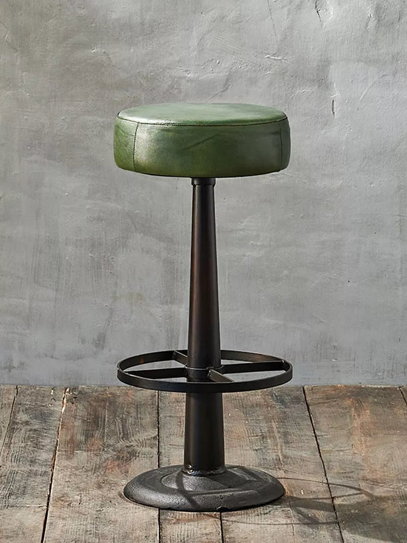 nkuku Narwana Leather Round Stool 75cm