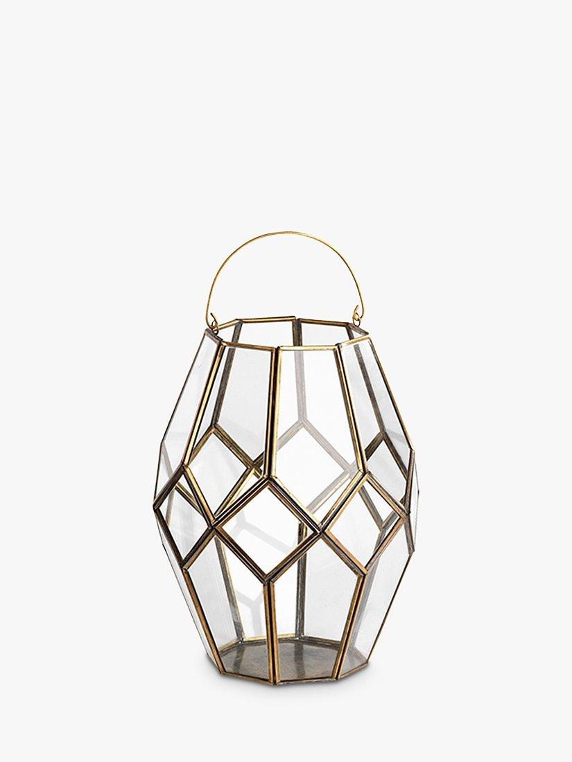 nkuku Mohani Lantern in brass and glass - British product
