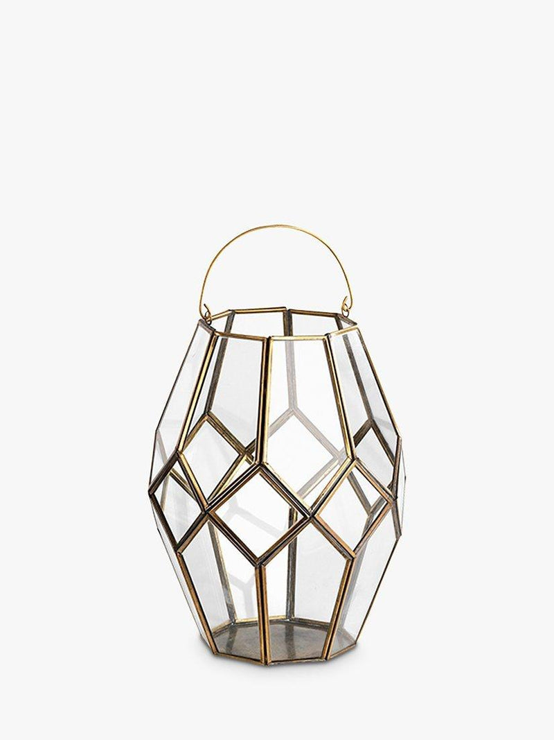 nkuku Mohani Lantern in brass and glass - British product