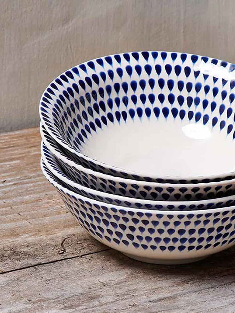 nkuku Indigo Drop ceramic cereal bowl 17cm - British product