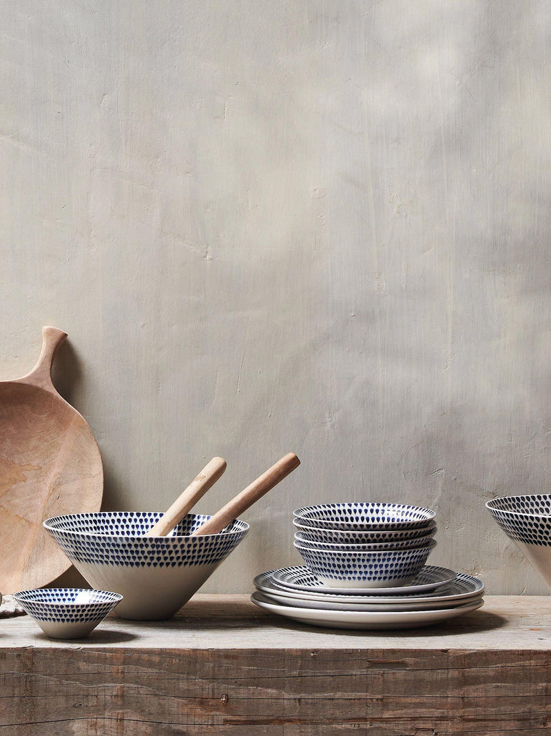 nkuku Indigo Drop ceramic cereal bowl 17cm - British product