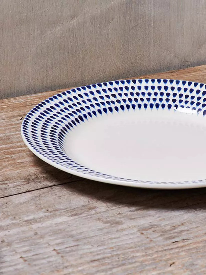 nkuku Indigo Drop ceramic dinner plate 28cm, UK version