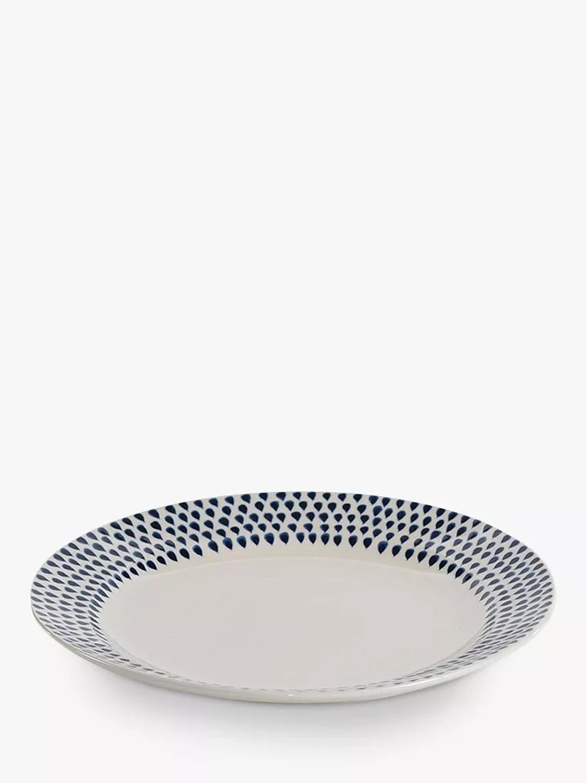 nkuku Indigo Drop ceramic dinner plate 28cm, UK version