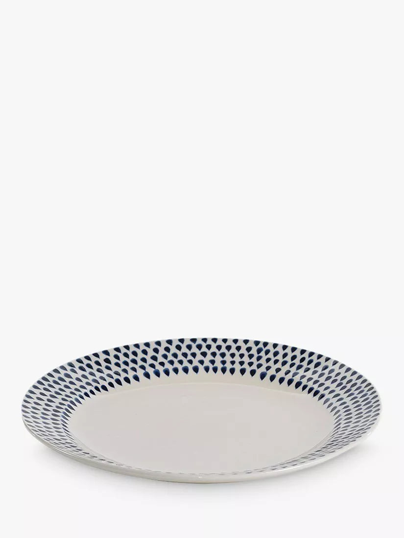 nkuku Indigo Drop ceramic side plate 22.5cm, UK version