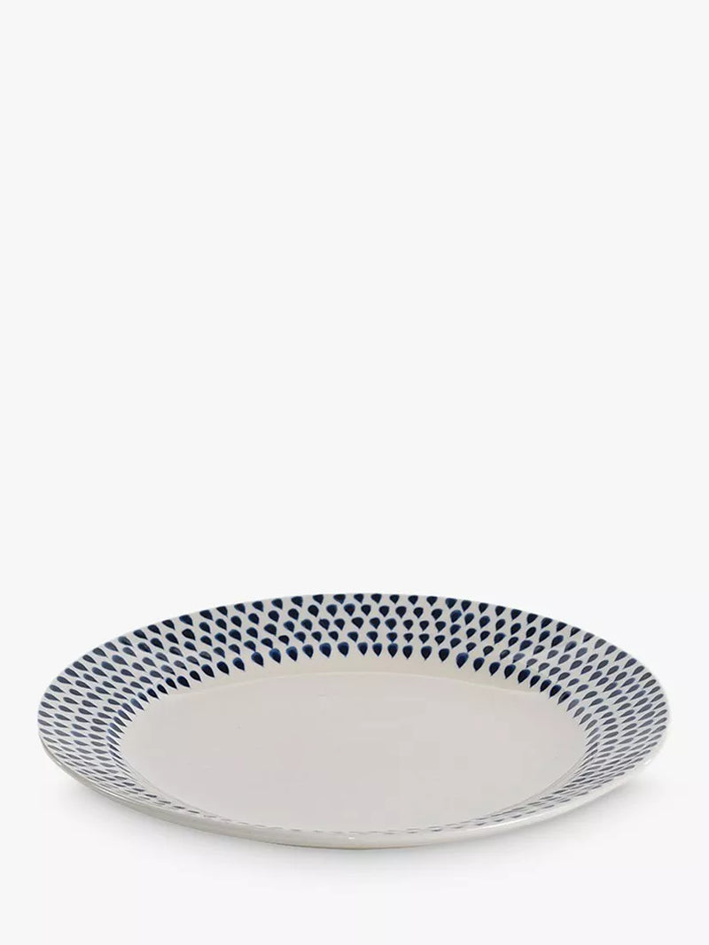 nkuku Indigo Drop ceramic side plate 22.5cm, UK version