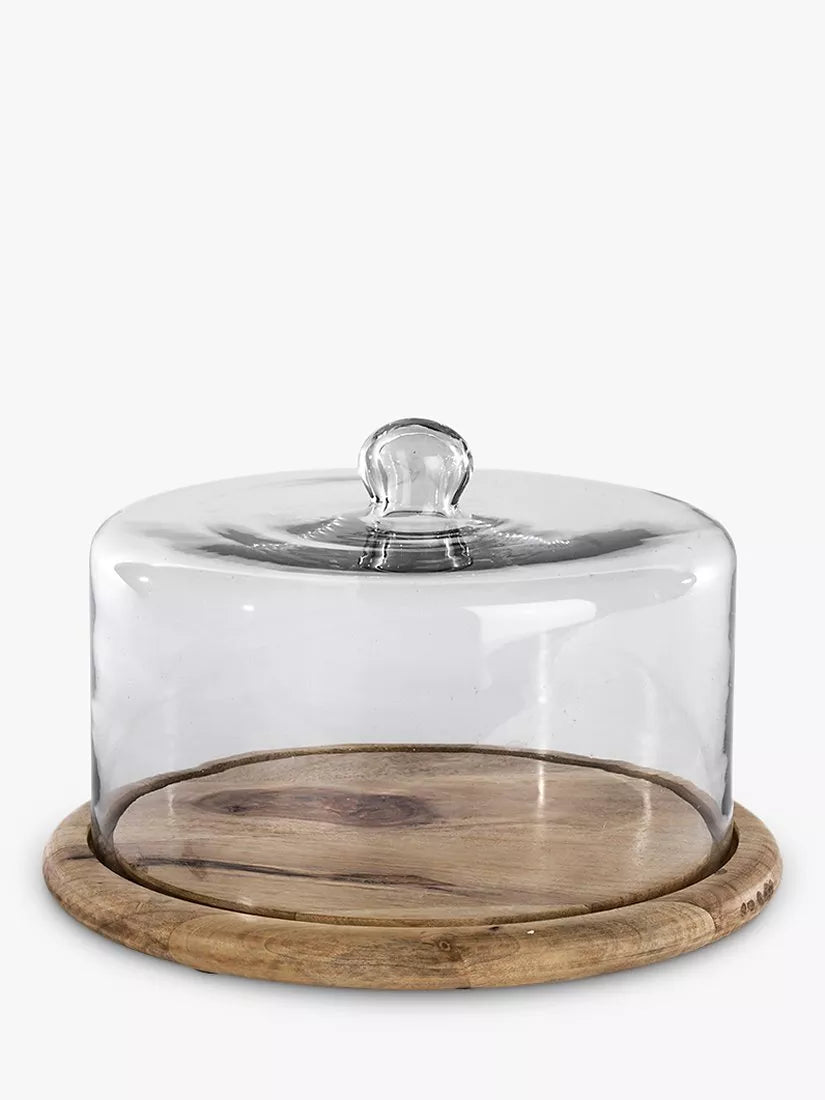 nkuku recycled glass cake dome 34cm, UK version