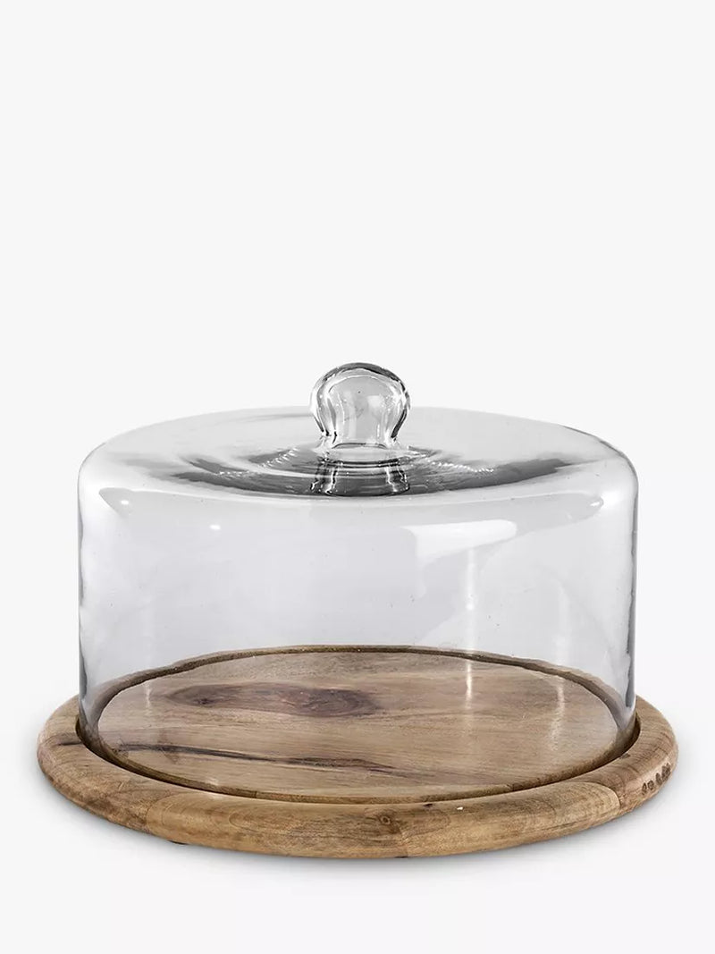 nkuku recycled glass cake dome 34cm, UK version