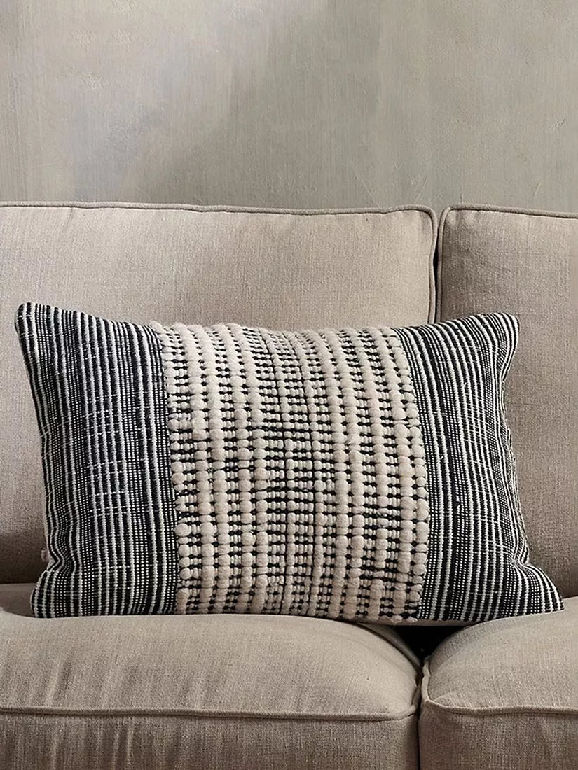 nkuku Mika cushion cover natural black 60x40cm - British product