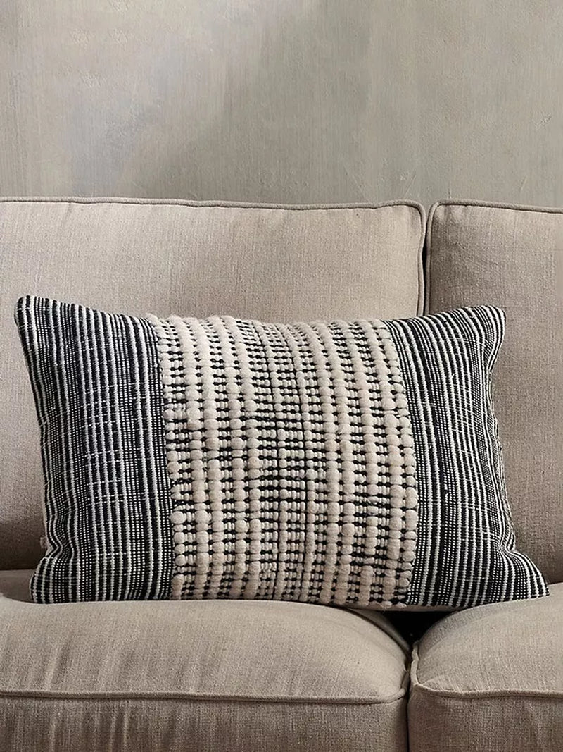 nkuku Mika cushion cover natural black 60x40cm - British product