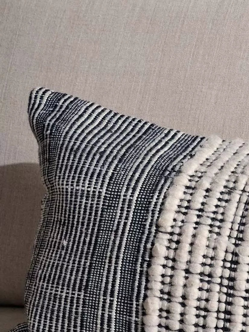 nkuku Mika cushion cover natural black 60x40cm - British product