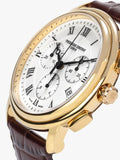 Frederique Constant chronograph watch white dial brown leather strap 40mm, UK version