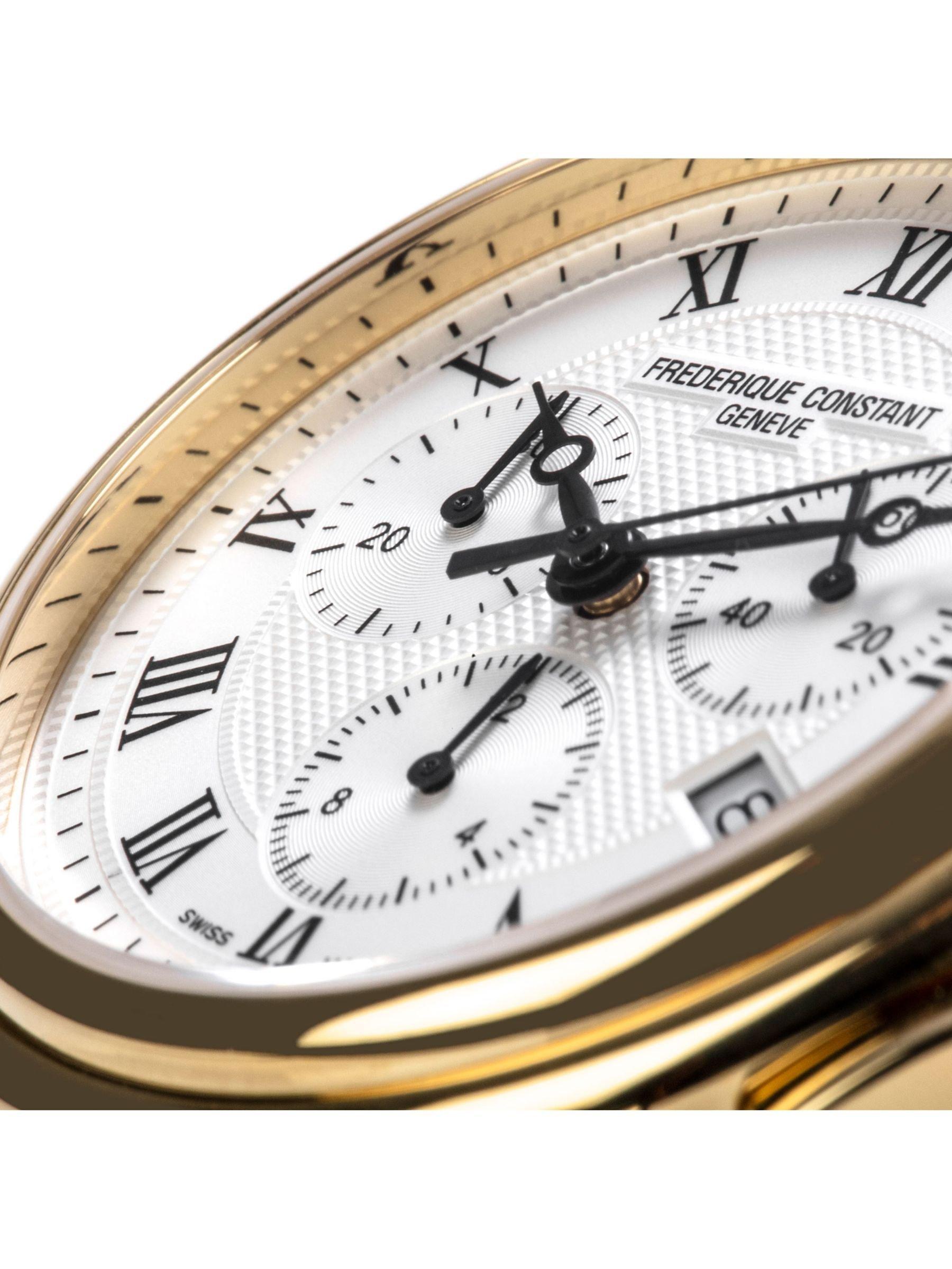 Frederique Constant chronograph watch white dial brown leather strap 40mm, UK version