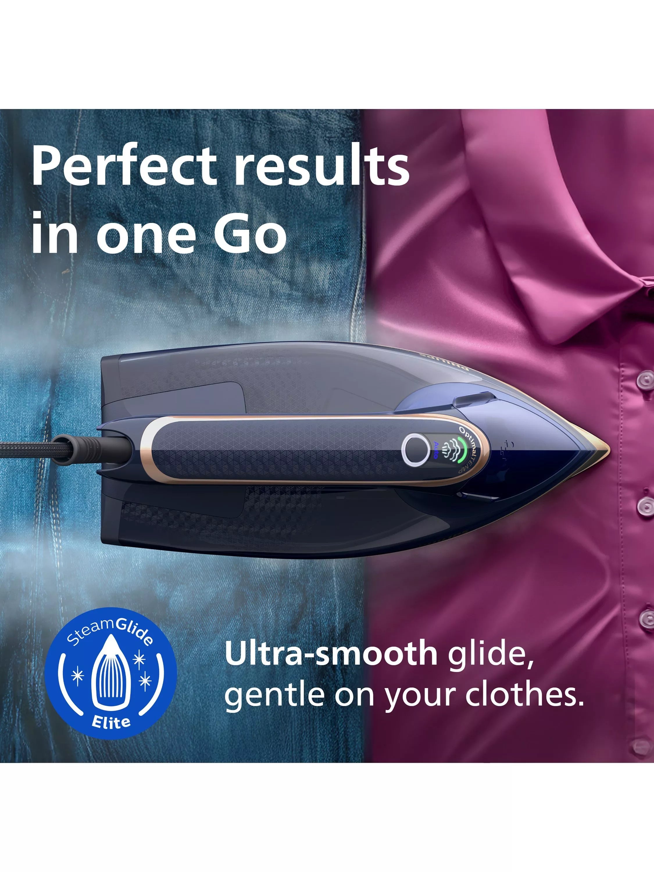 Philips Azur 8000 steam iron dark blue ceramic sole plate, UK version