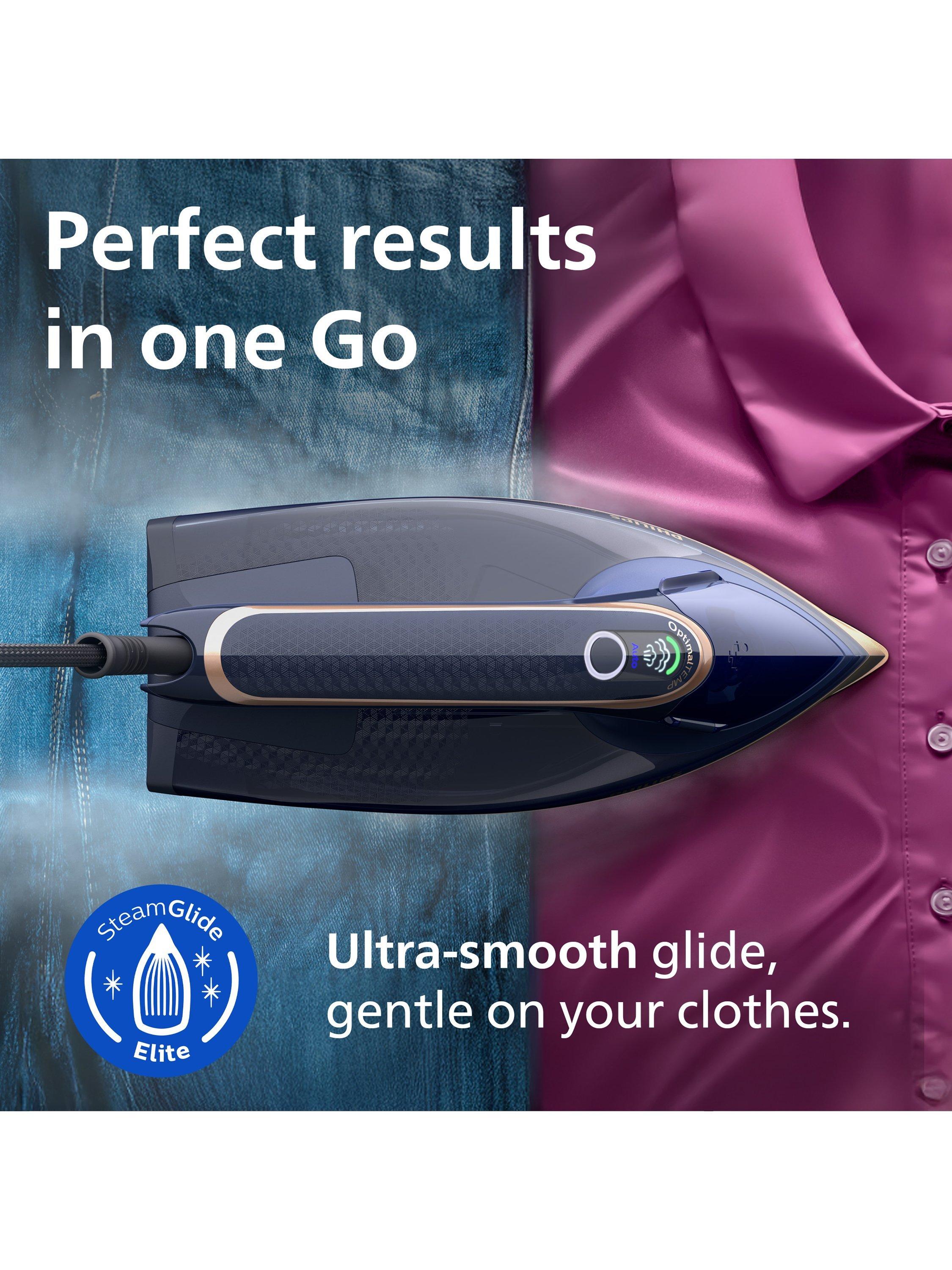 Philips Azur 8000 steam iron dark blue ceramic sole plate, UK version