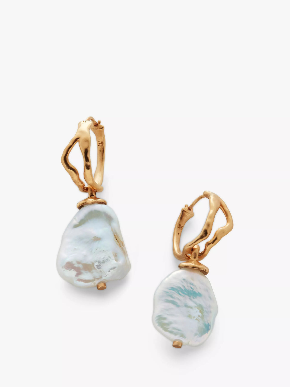 Monica Vinader Keshi Pearl Large Hoop Earrings Gold White, UK version