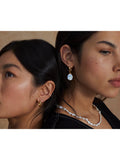 Monica Vinader Keshi Pearl Large Hoop Earrings Gold White, UK version