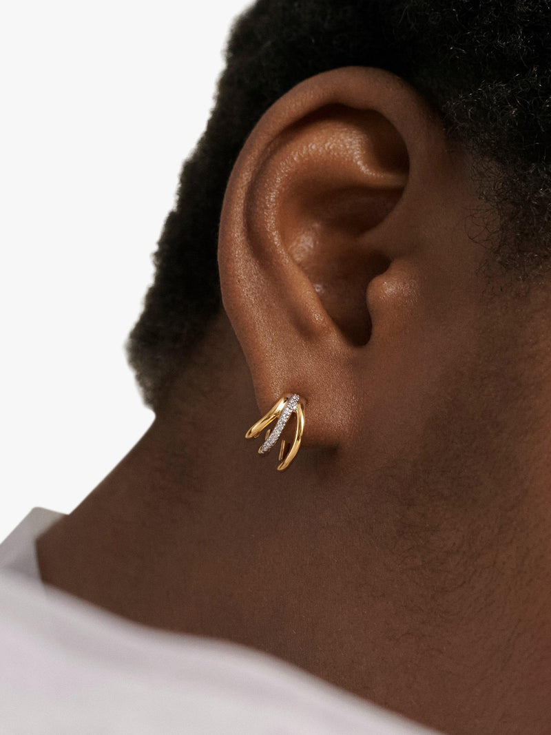Monica Vinader gold diamond hoop earrings triple wave (British brand)