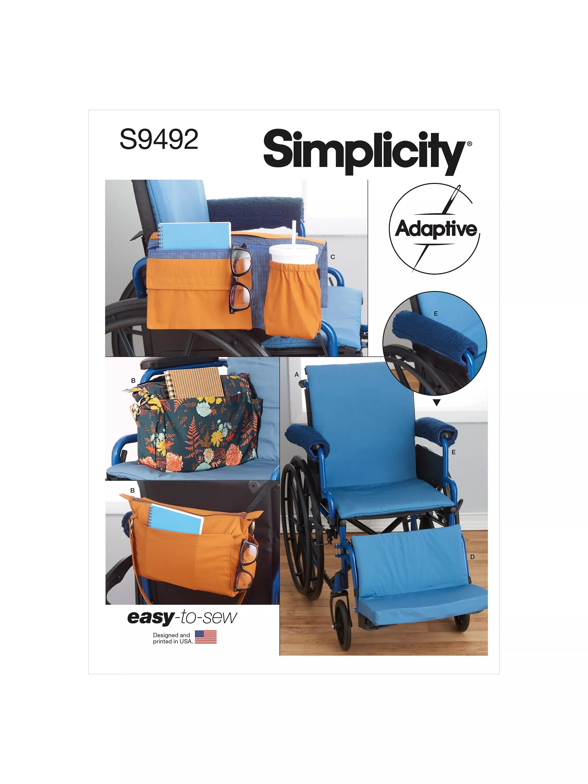 Simplicity sewing pattern for wheelchair accessories S9492 (British brand)