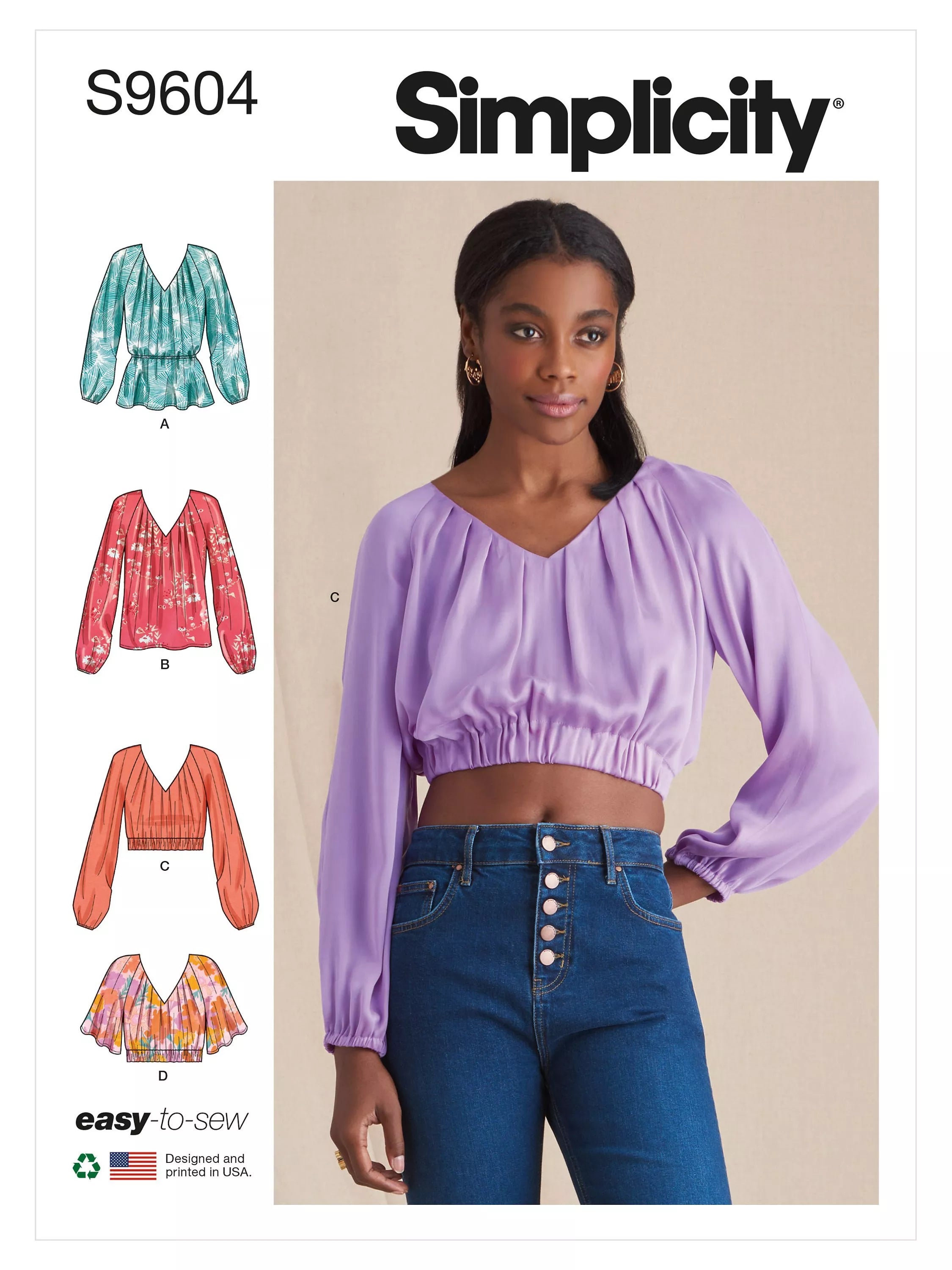 Simplicity misses blouses sewing pattern S9604, UK version