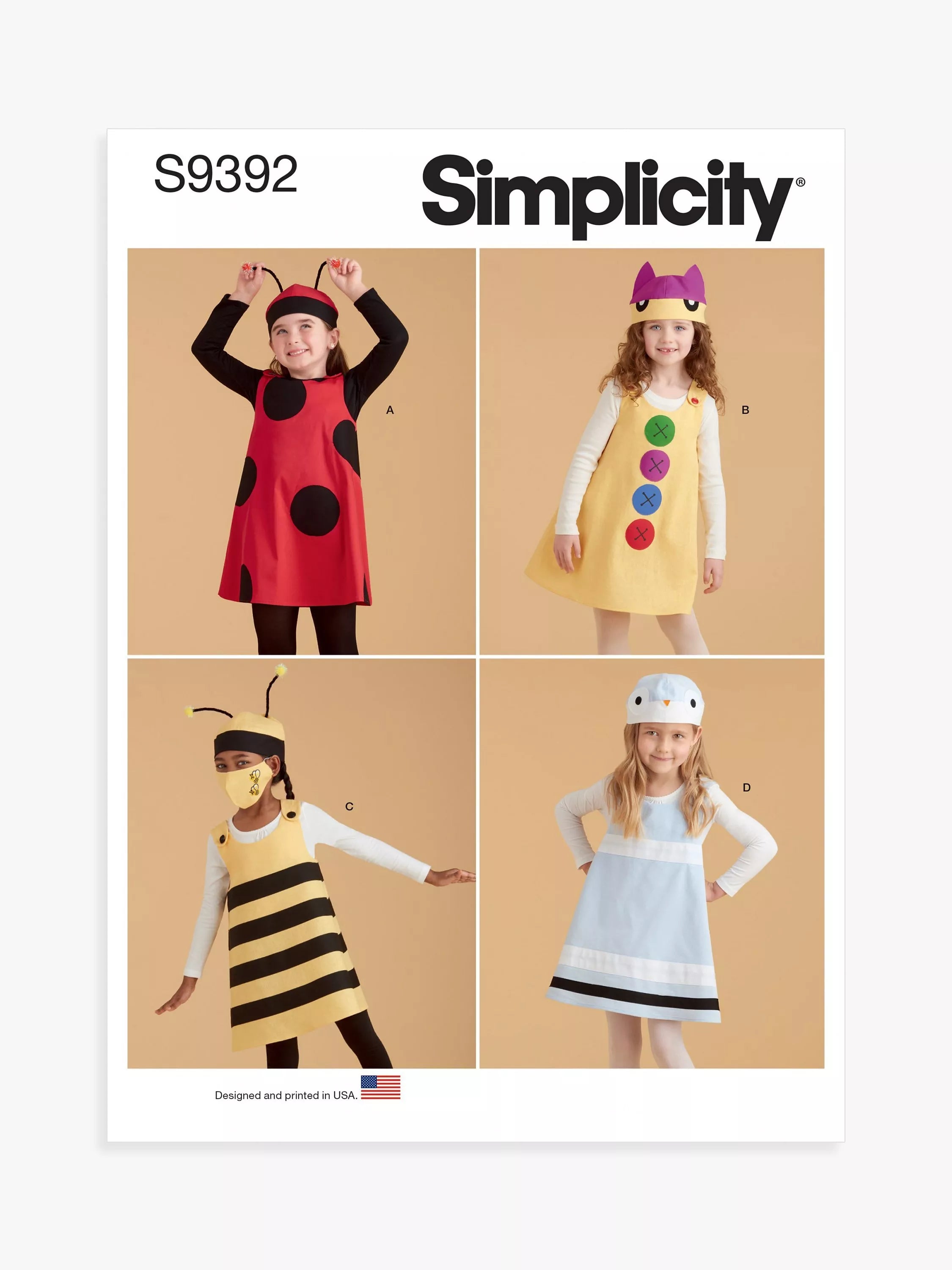 Simplicity sewing pattern for children's jumpers hats and face masks, UK version