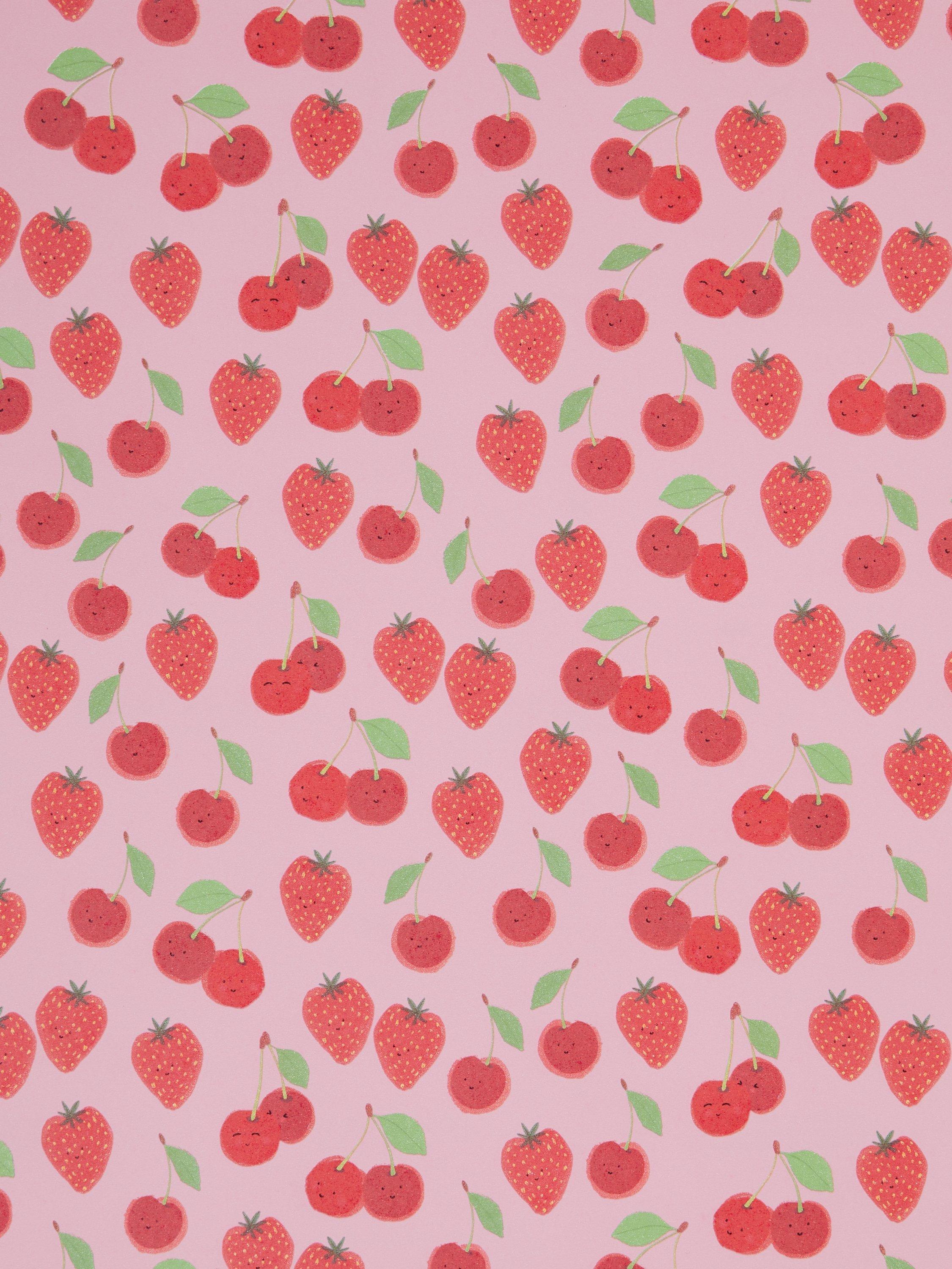 John Lewis wrapping paper cherries and strawberries design 3m, imported from the UK
