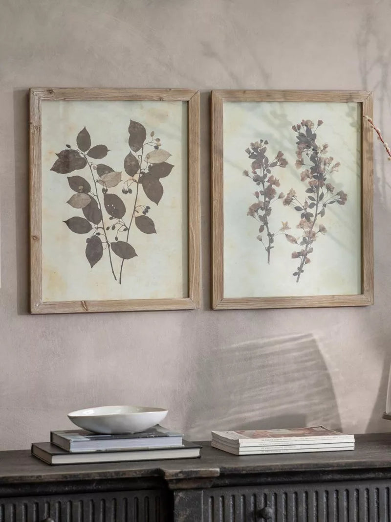 One.World Leaf Wood Framed Print, Set of 2, 53.8 x 42cm, Brown/Multi