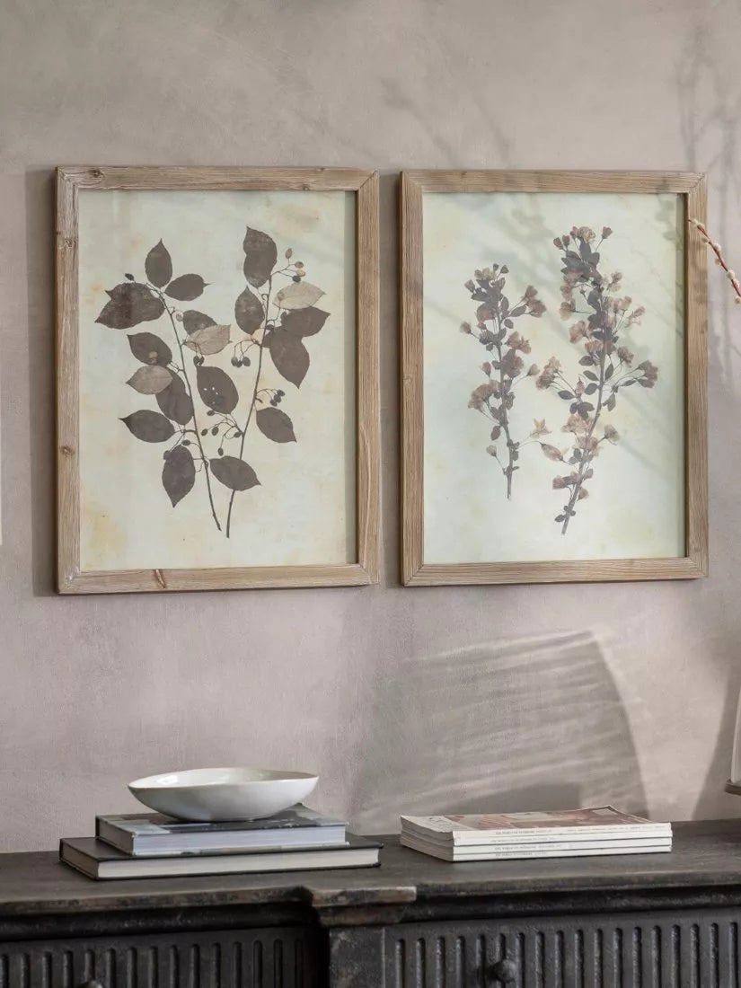 One.World Leaf Wood Framed Print, Set of 2, 53.8 x 42cm, Brown/Multi