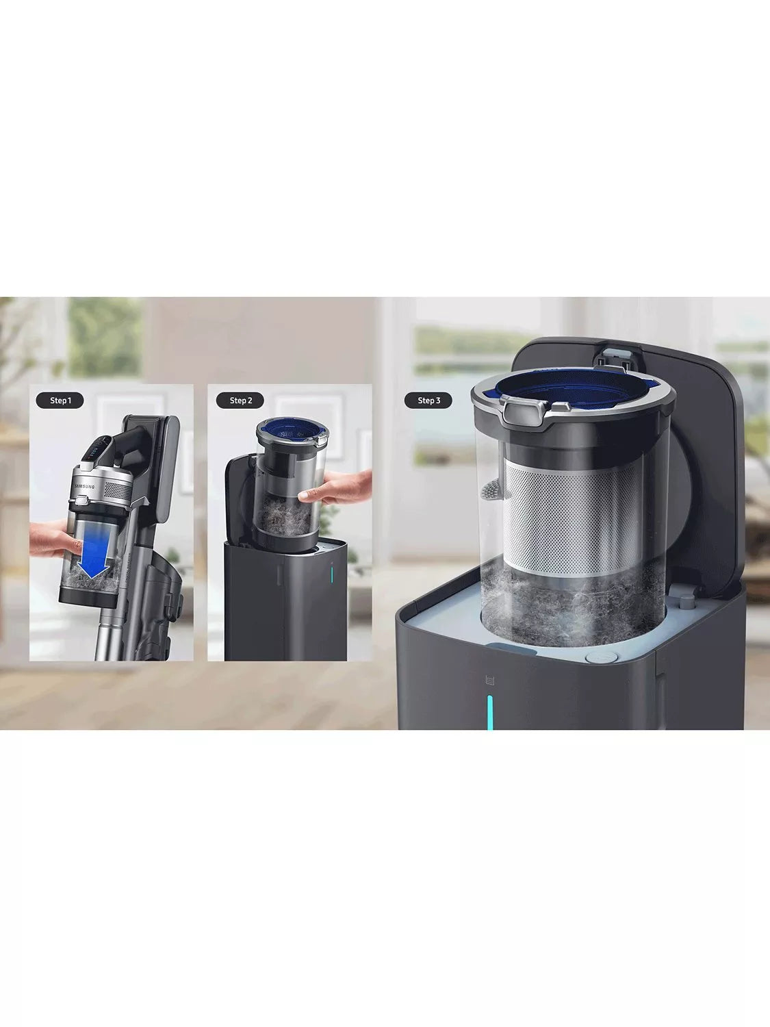 Samsung Clean Station multi-layered filtration vacuum silver, UK version