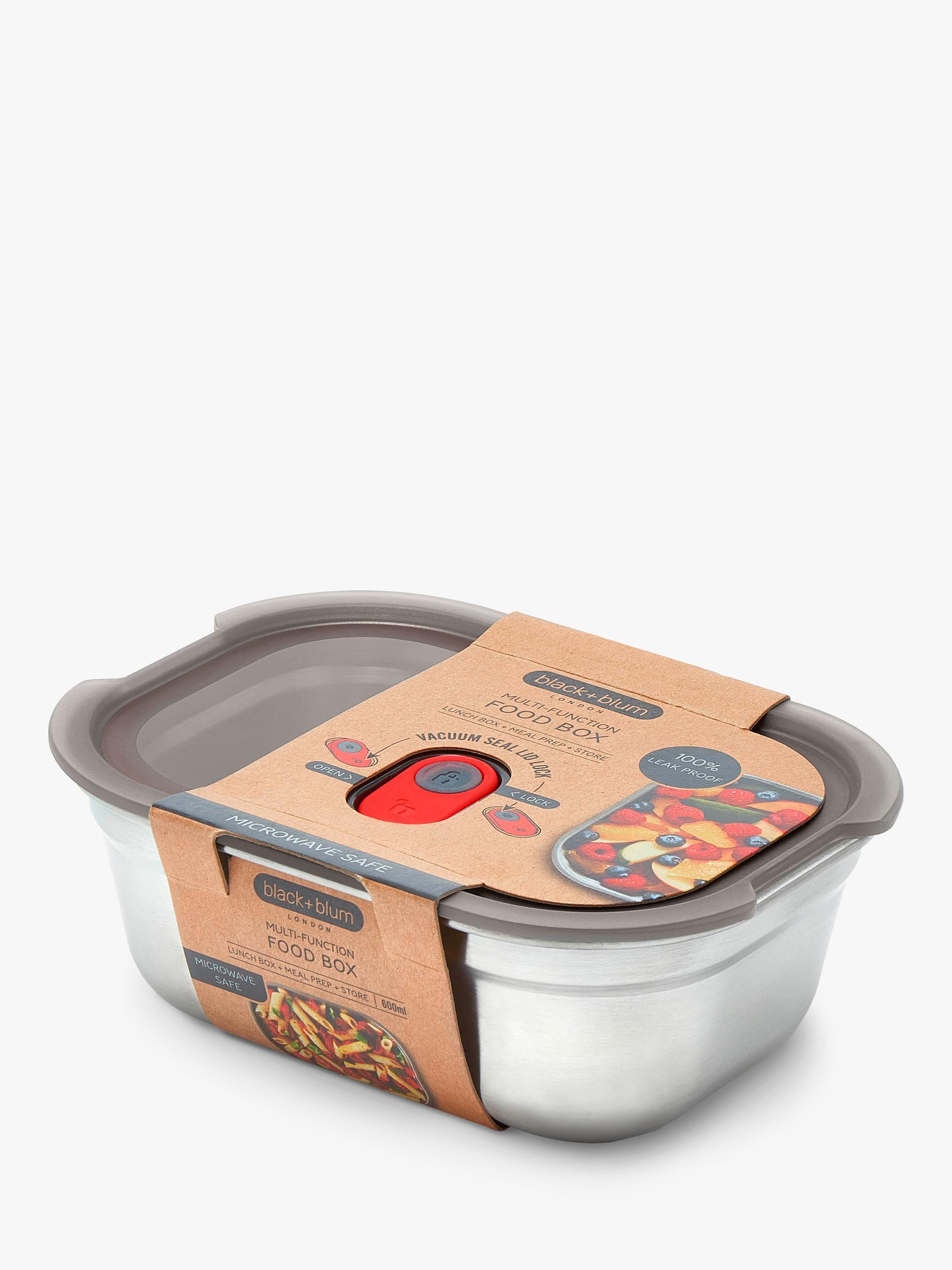 black+blum grey and red rectangular lunch box 600ml, UK version