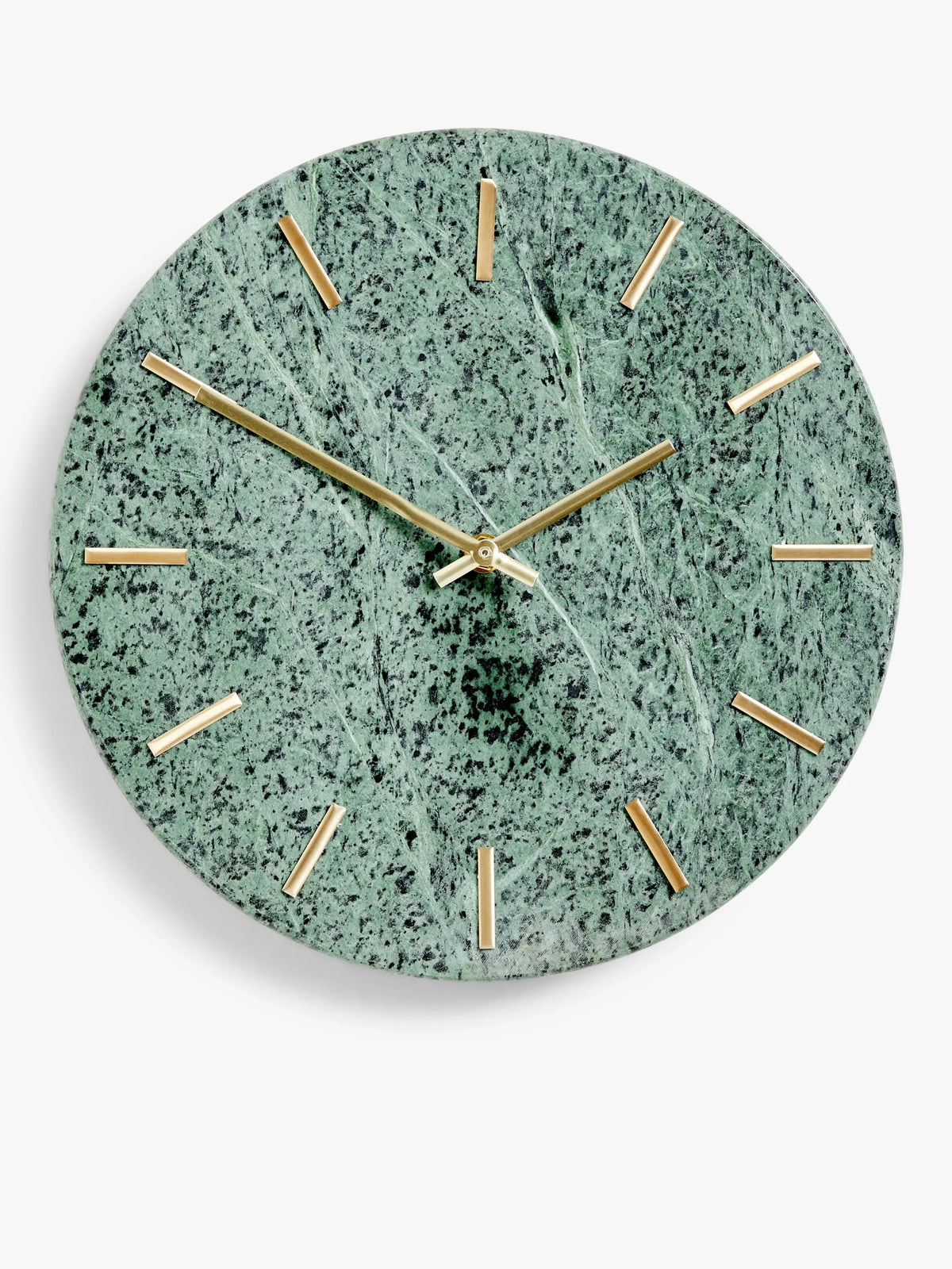 John Lewis marble wall clock green brass 30cm, imported from the UK