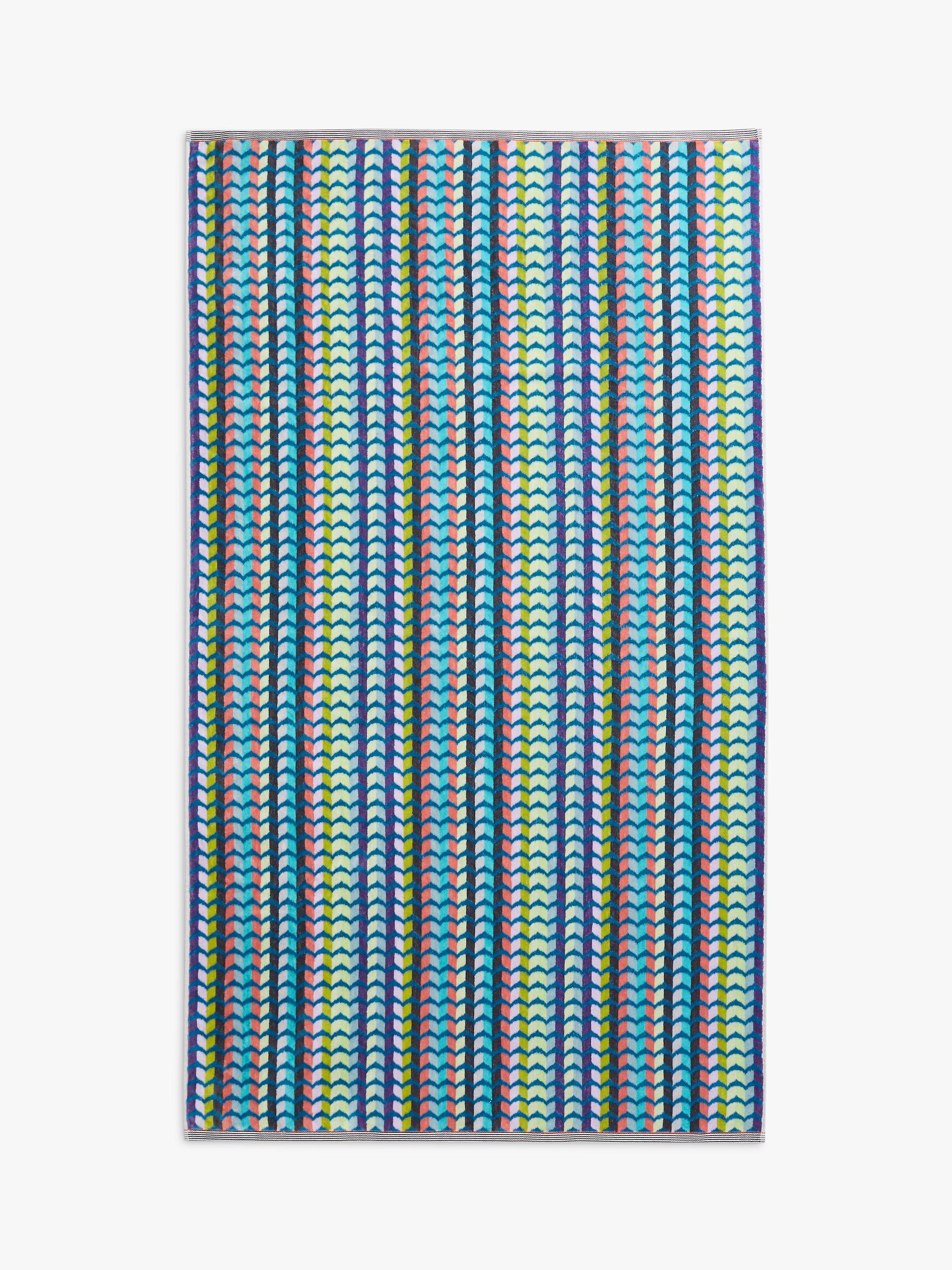 Margo Selby blue multi-colour geometric beach towel, imported from the UK