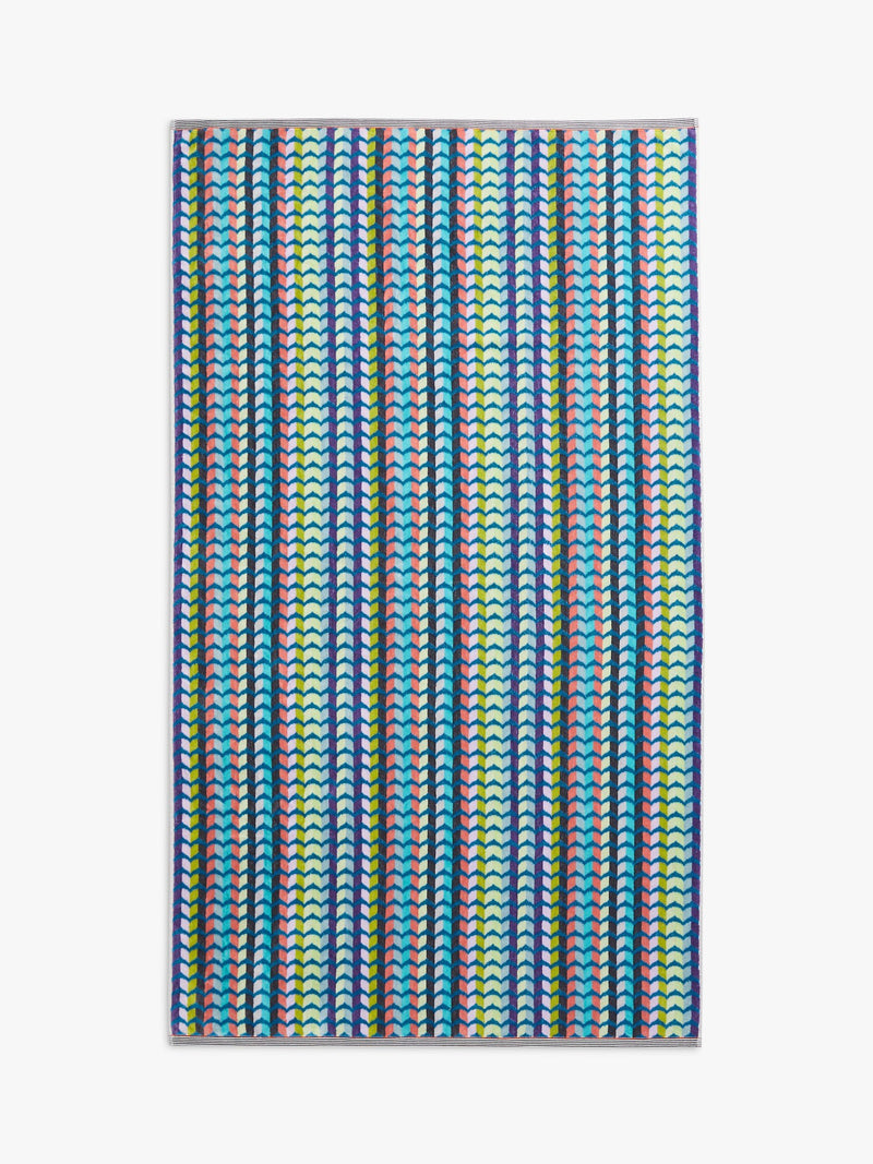 Margo Selby blue multi-colour geometric beach towel, imported from the UK