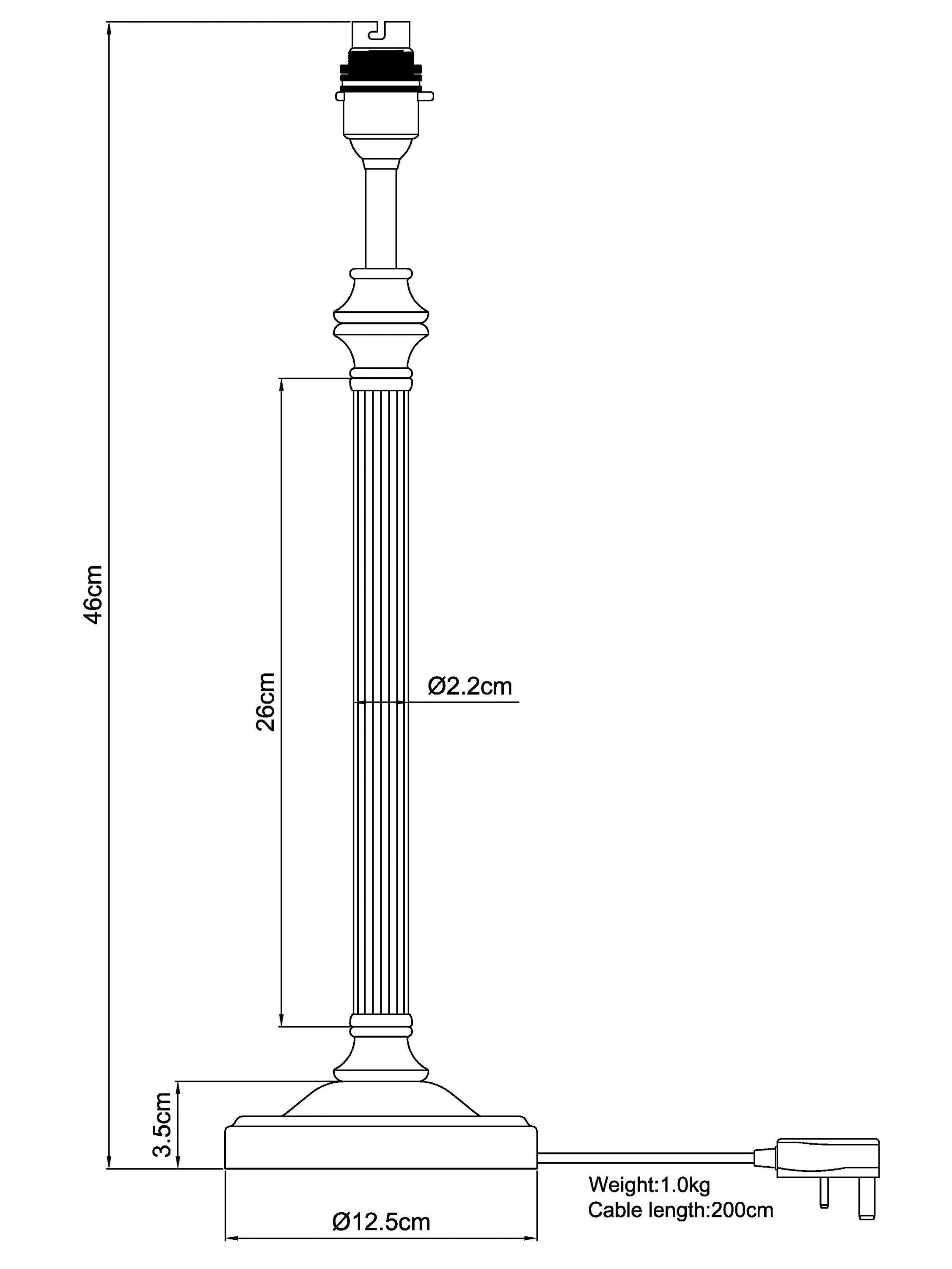 John Lewis Reeded Column lamp base antique brass, UK version